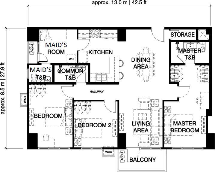 3-Bedroom Unit Floor Plan