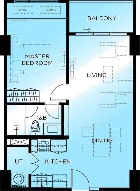 1BR unit floor plan