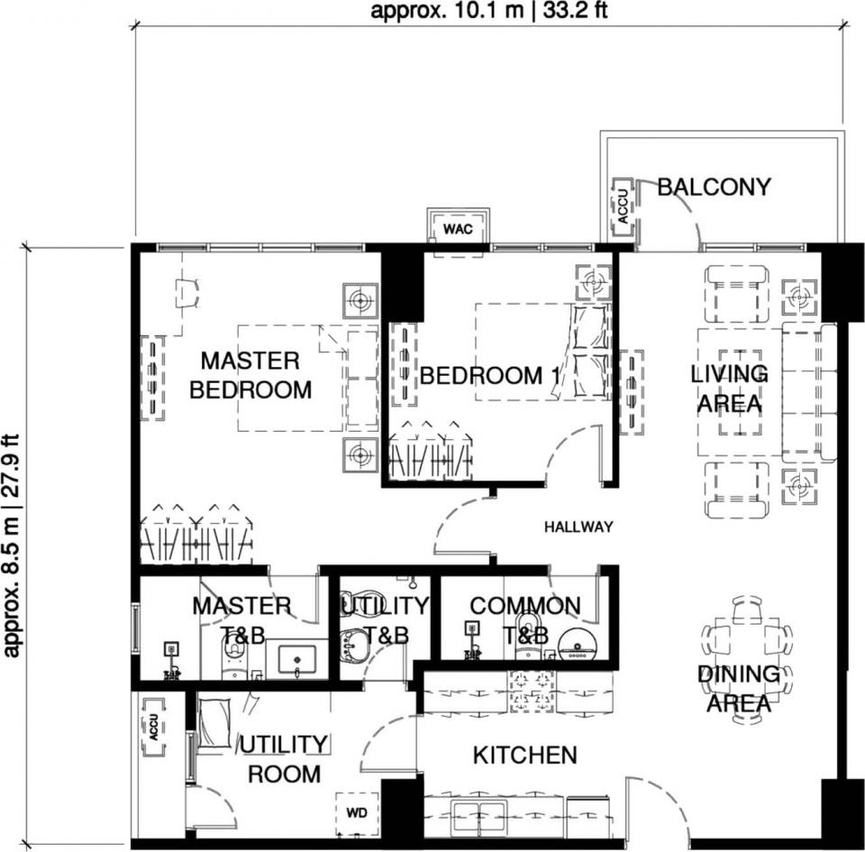 2-Bedroom Unit Floor Plan